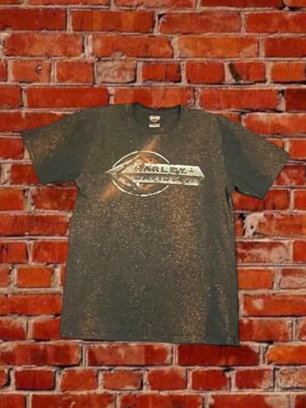 Harley-Davidson Black Tee with Faded Orange Accents